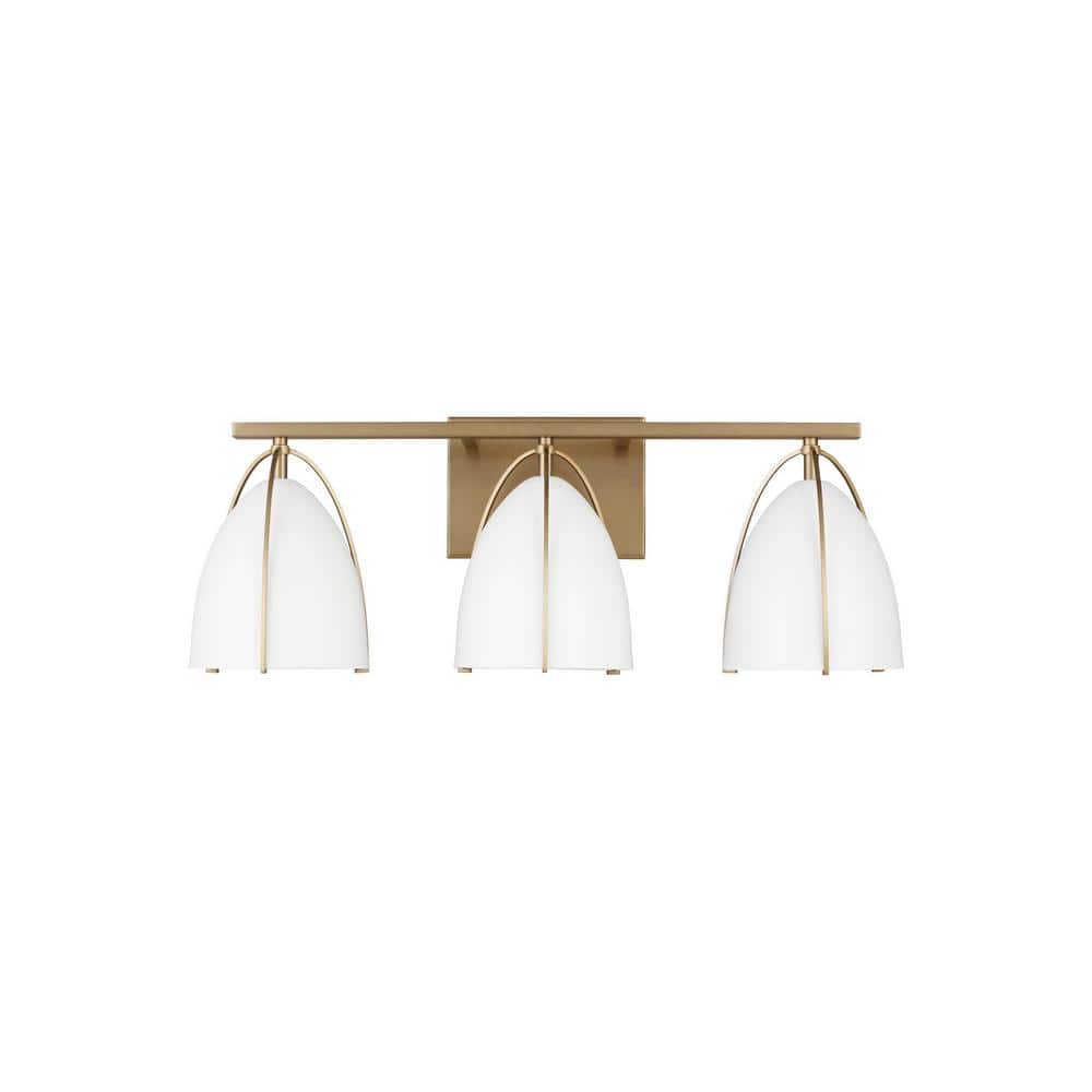 Norman 24.25 in. H 3-Light Satin Brass Vanity Light with Matte White Steel Shades price history on PriceWatchPro