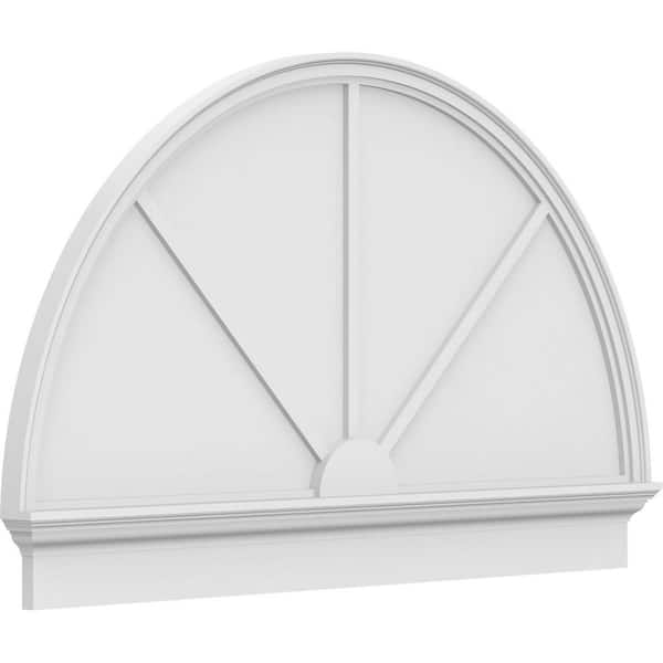 Ekena Millwork 2-3/4 in. x 56 in. x 34-3/4 in. Half Round 3-Spoke Architectural Grade PVC Combination Pediment Moulding