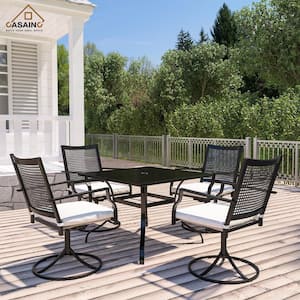 40 in. Steel Square Outdoor Patio Dining Table with Umbrella Hole