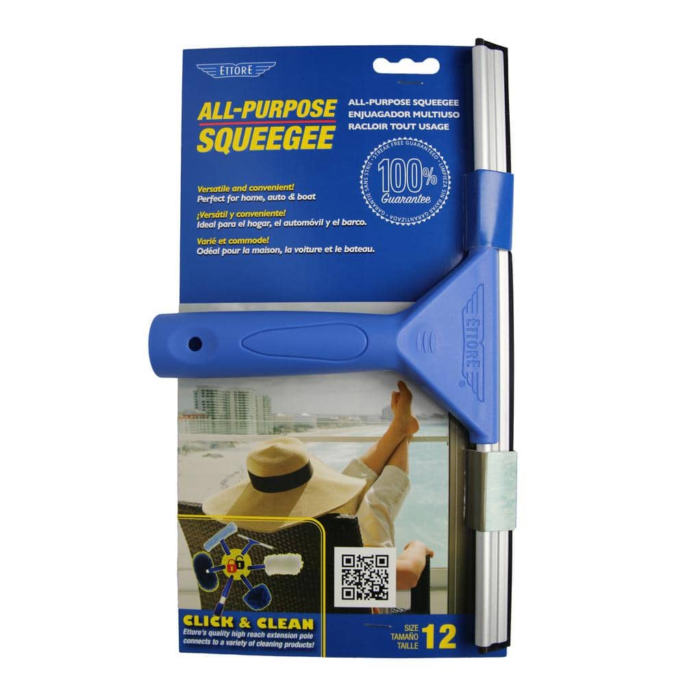 Ettore 12-Inch Blue Plastic Window Squeegee