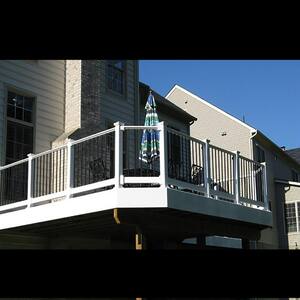 Original Rail Vinyl 8 ft. x 36 in. White Level Rail Kit Including 3/4 in. Black Round Balusters