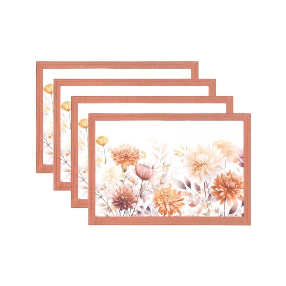 Threadmade Autumn Blooms Placemats, Set of 4, Multicolor - 13"W x 19"L
