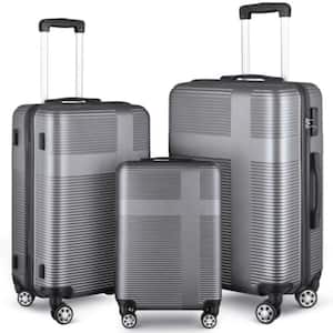 3-Piece Luggage with TSA Lock ABS, Durable Luggage Set with Hooks, Cross Stripe Luggage Sets 20 in./24 in./28 in.