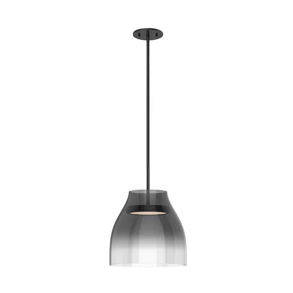 Trinity 12 in. 1 Light 21-Watt Black/Smoked Integrated LED Pendant Light