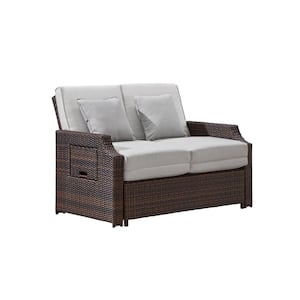 Sunnybrook Brown Wicker Reclining Outdoor Daybed with Brown Cushions