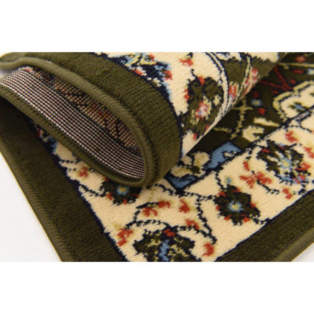 Elegant Espahan Green Rectangular Easy-Care Synthetic Rug