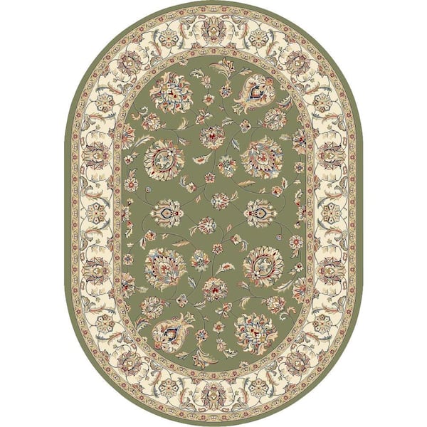 Home Decorators Collection Judith Green/Ivory 7 ft. x 10 ft. Indoor Oval Area Rug
