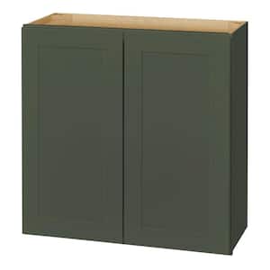 Avondale 36 in. W x 12 in. D x 30 in. H Ready to Assemble Plywood Shaker Wall Kitchen Cabinet in Fern Green
