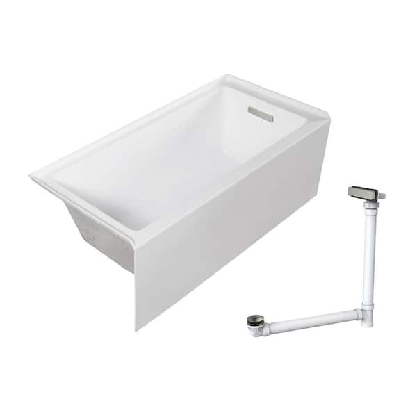 Unity 60 in. x 32 in. Soaking Bathtub with Right Drain in White/Brushed Nickel