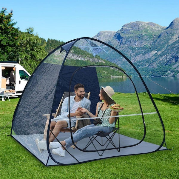 Unbranded 2-Person All Weather Clear PVC Sports Tent Camping Pod for  Camping, Soccer, Football, and Ice Fishing-Blue aa-974