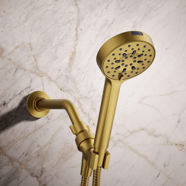 Viron 6-Spray Wall Mount Handheld Shower Head 1.75 GPM in Vibrant Brushed Moderne Brass
