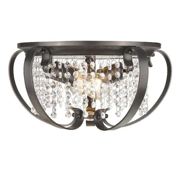Golden Lighting Ella EB 2-Light Brushed Etruscan Bronze Flush Mount Light