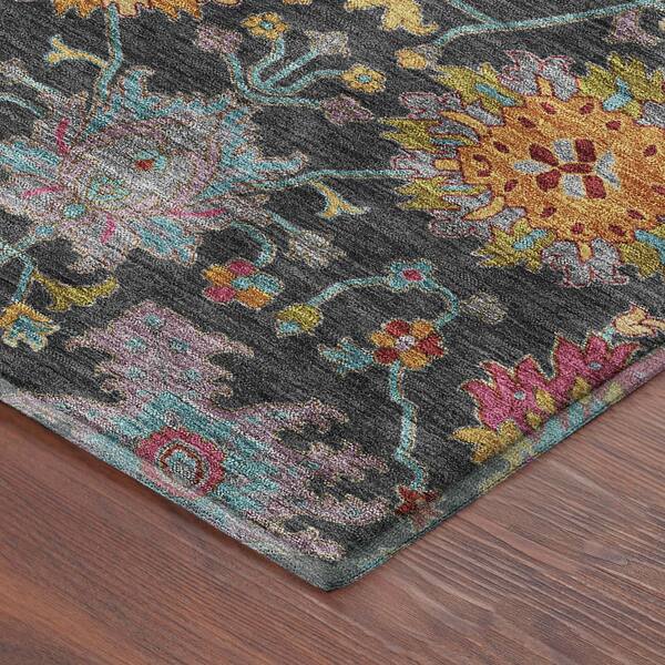 Mayfield Premium Machine Washable Abstract AMF2288 Black 10 ft. x 14 ft. Area Rug