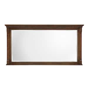 60 in. W x 31 in. H Rectangular Wood Framed Wall Bathroom Vanity Mirror in Walnut