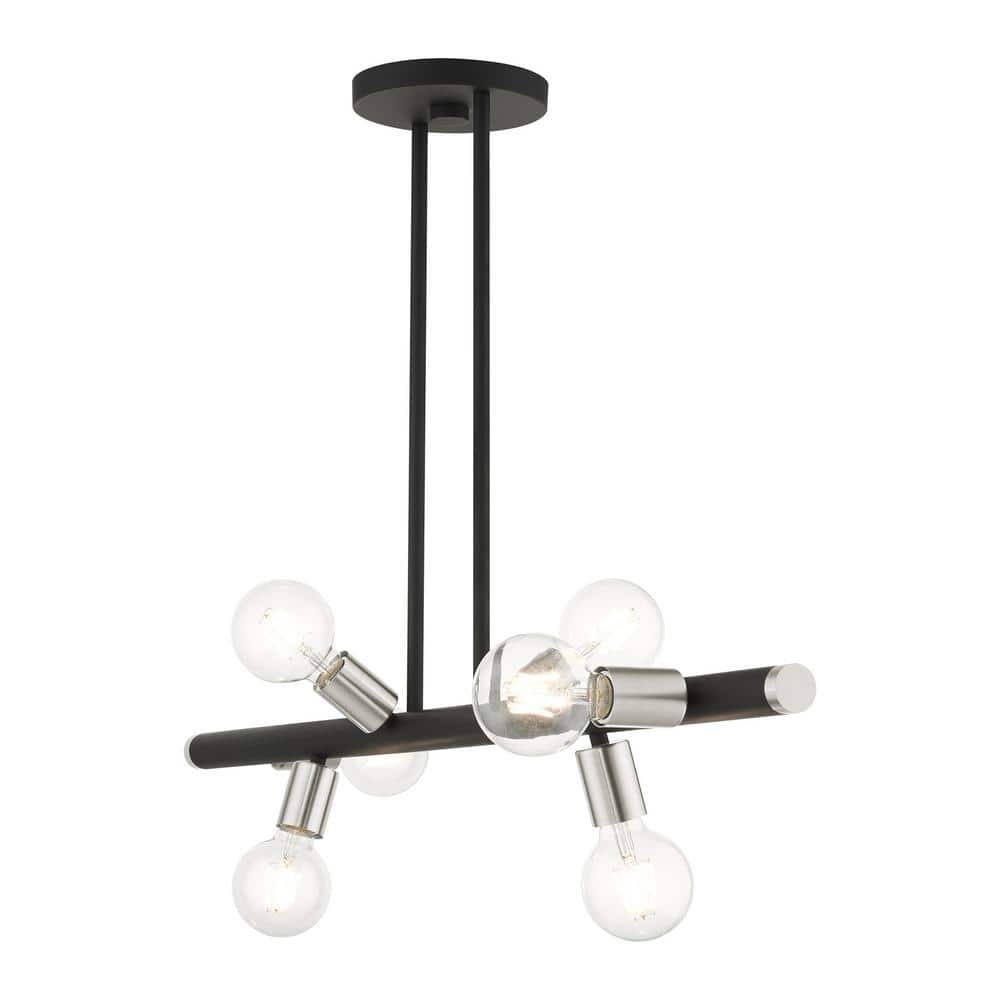 Bannister 6-Light Black and Nickel Linear Chandelier