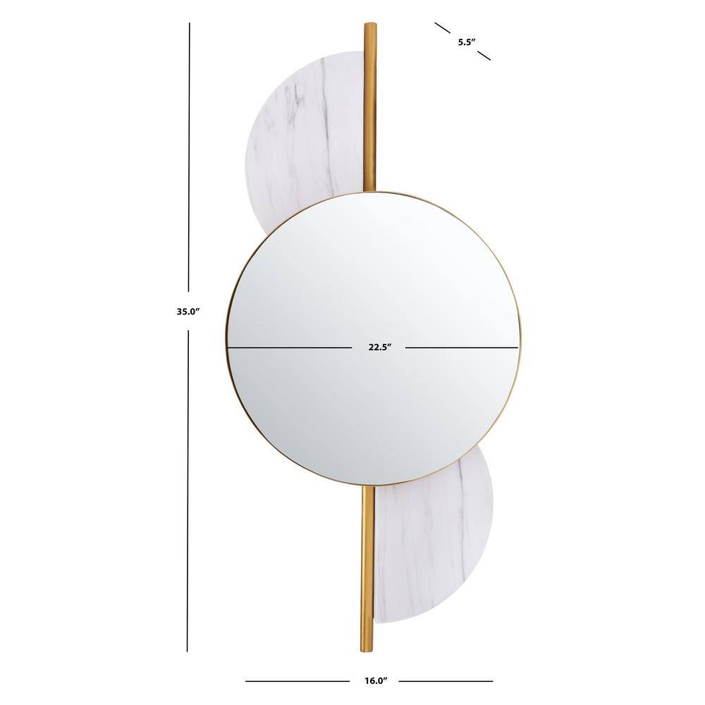 Gold and White Rectangular Wood Wall Mirror, 35" x 16"