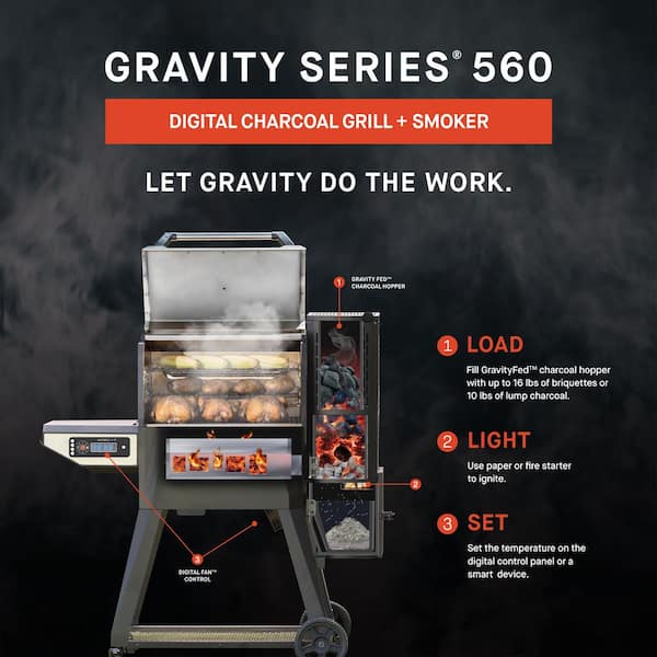 Masterbuilt Gravity Series 560 Digital WiFi Charcoal Grill and Smoker in Black MB20040220 The Home Depot