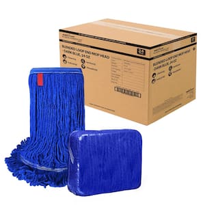 5 in. Loop End Commercial String Mop Blended Mop Head Replacement Refill 24 oz. Dark Blue (24-Pack)