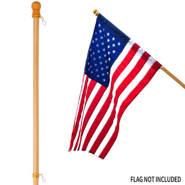ANLEY 4.6 ft. Pine Wooden House Flagpole - for Sleeve House Flags 28" x 40"- Pack of 2