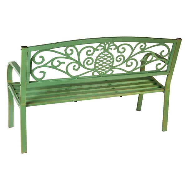 verdigris garden bench