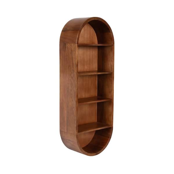 Hutton 13 in. W x 6 in. D Walnut Brown Wood Decorative Wall Shelf