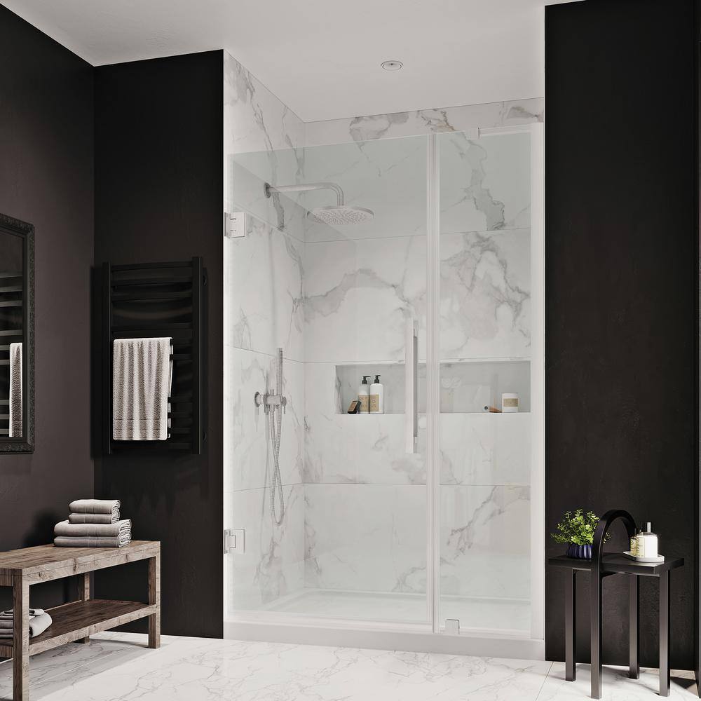 Tampa-Pro 38" Satin Nickel Frameless Shower Kit with Acrylic Base