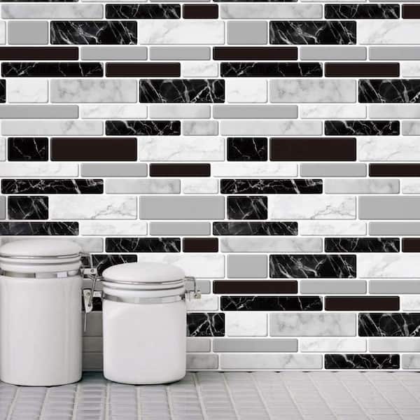 LONGKING Grey Subway Tiles Peel and Stick Backsplash, Stick on Tiles Kitchen Backsplash (Pack of 20, Thicker Design), Size: 12 inch x 12 inch