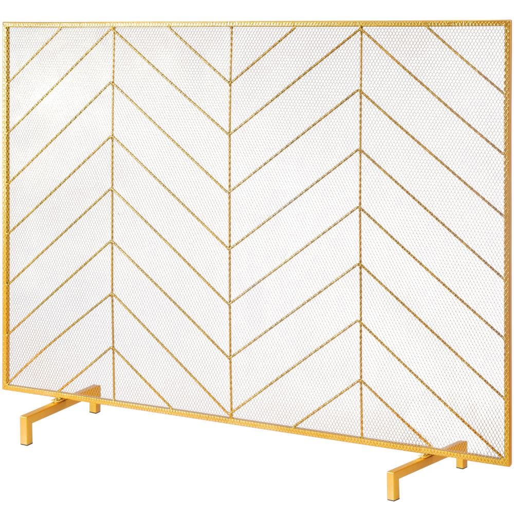 38.6 x 29.8 in. Modern Iron Mesh Fireplace Screen, Single Panel Spark Guard Cover, Gold Free Standing Fire Fence price history on PriceWatchPro