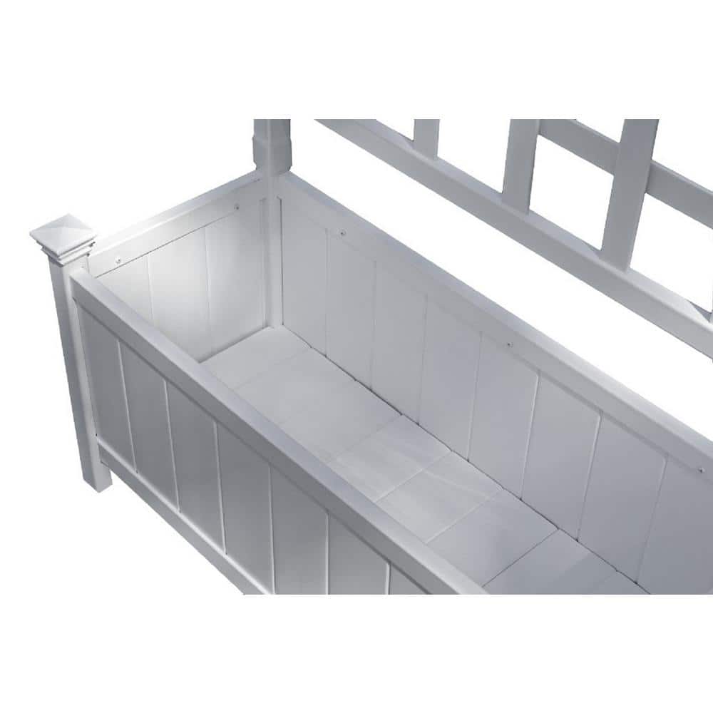 White Vinyl Outdoor Planter Box with Trellis