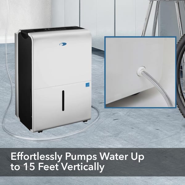 50 pt. Portable Dehumidifier w/ Built-in Pump for Basement, Garage up to 4000 sq ft White, Energy Star