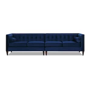Jack 118 in. Modern Tuxedo Tufted Navy Blue Velvet Long Modular Sofa