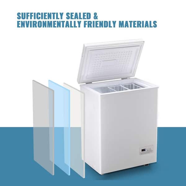 4.0 cu. ft. Manual Defrost Mini Upright Freezer in White with 2 Removable Baskets, Digital Control Panel for Home