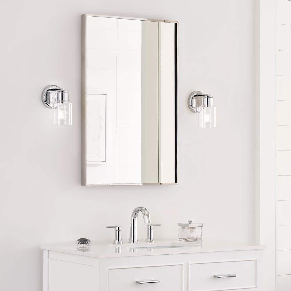 Chrome Wall Sconce with Clear Glass Shade