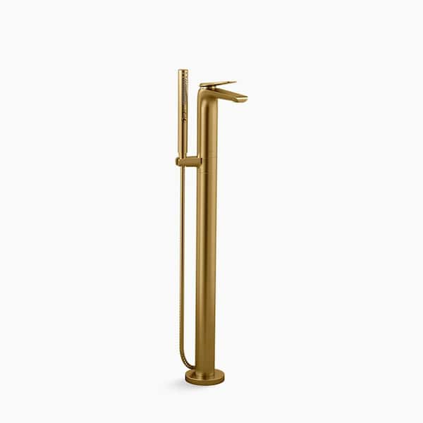 KOHLER Avid Single-Handle Floor-Mount Freestanding Tub Faucet in. Vibrant Brushed Moderne Brass