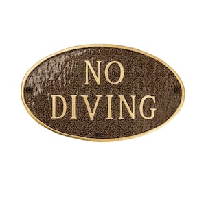No Diving Standard Oval Statement Plaque - Hammered Bronze