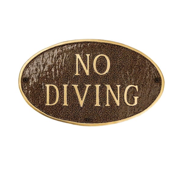 No Diving Standard Oval Statement Plaque - Hammered Bronze