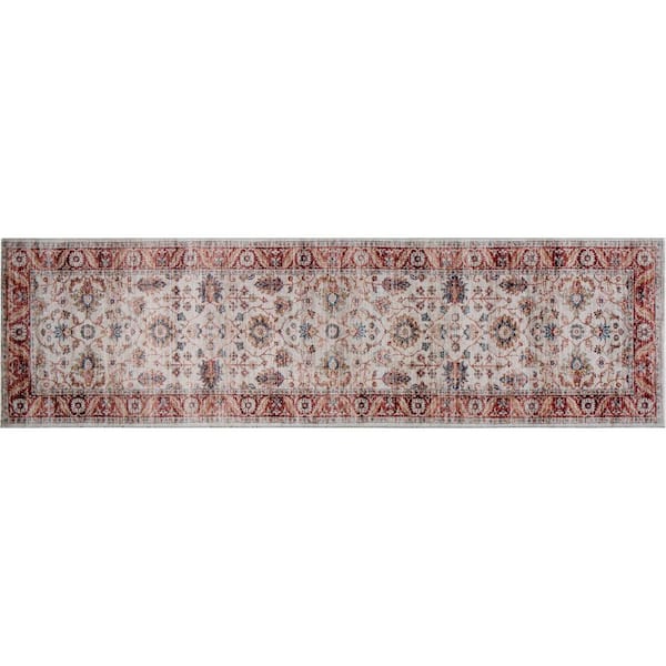 MILLERTON HOME Maeva Distressed Traditional Rust 2 ft. x 7 ft. Runner Rug