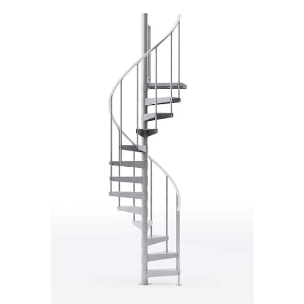 Mylen STAIRS Reroute Galvanized Exterior 42 in. Diameter Spiral Staircase Kit, Fits Height 93.5 in. to 104.5 in.
