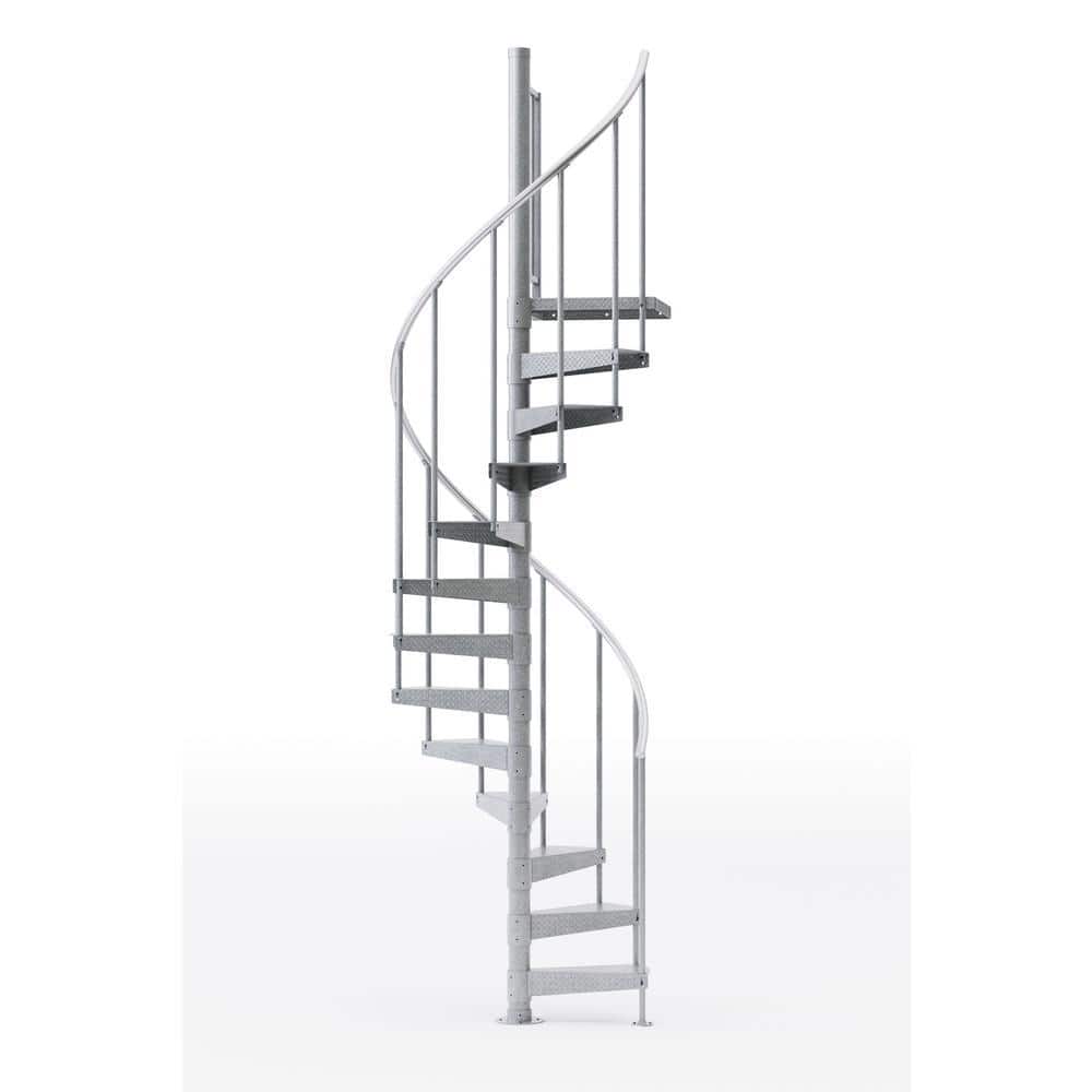 Mylen STAIRS Reroute Galvanized Exterior 42 in. Diameter Spiral Staircase  Kit, Fits Height 119 in. to 133 in. EC42Z13A003 - The Home Depot