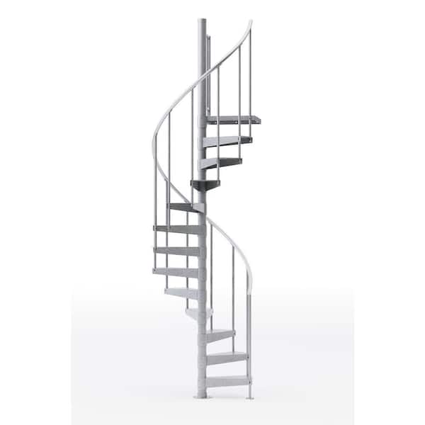 Mylen STAIRS Reroute Galvanized Exterior 42 in. Diameter Spiral Staircase Kit, Fits Height 119 in. to 133 in.
