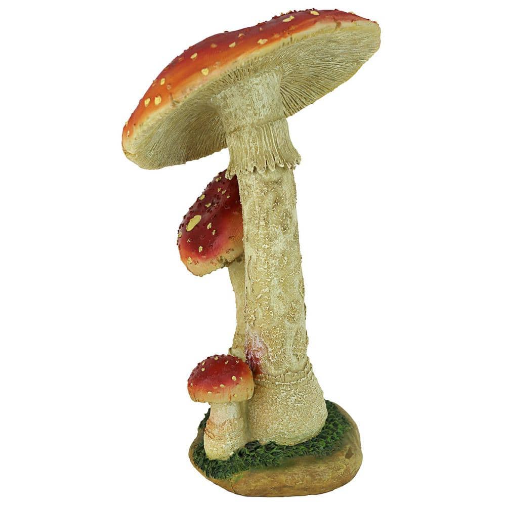 Mystic Forest Red and Tan Resin Mushroom Statue