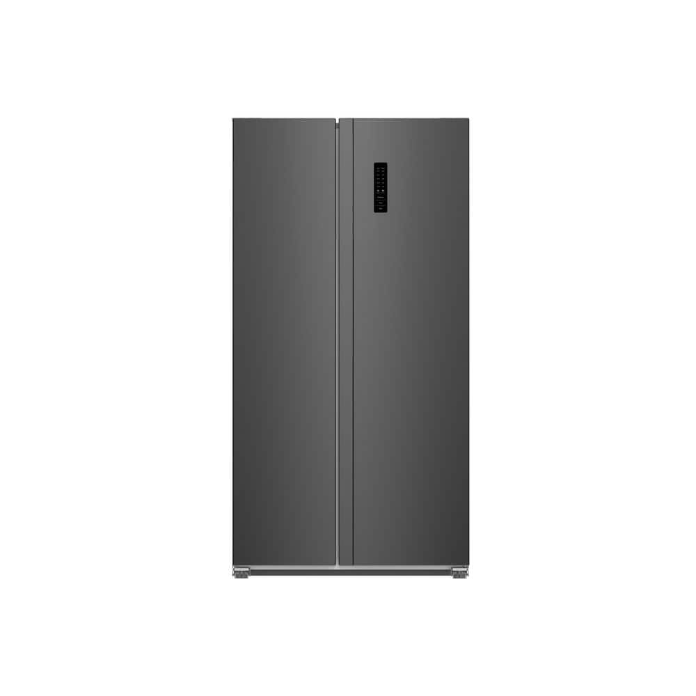 Impecca 36 in. 18.8 cu. ft. Side by Side Refrigerator Frost Free Defrost LED Lighting Recessed Handle in Stainless Steel, Silver