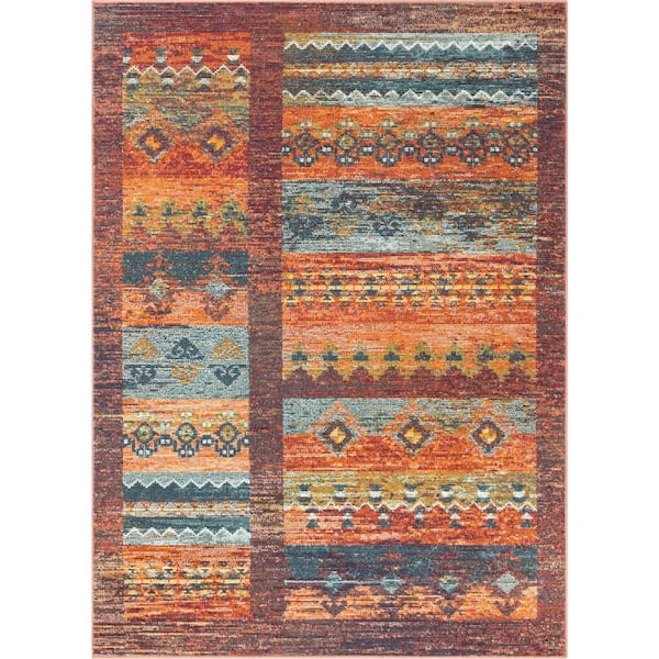 Well Woven Taos Aragon Multi Scandinavian Tribal Diamond 5 ft. 3 in. x 7 ft. 3 in. Area Rug