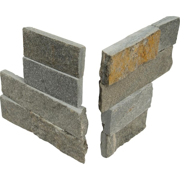 Salvador Grey Ledger Corner 6 in. x 6 in. Natural Quartzite Wall Tile (9 sq. ft. / Case)