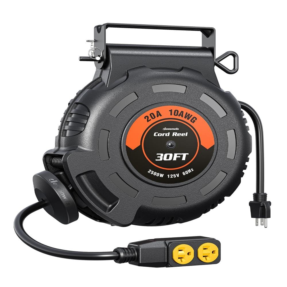 30 ft. 10AWG/3C SJTW 20 Amp Retractable Heavy Duty Power Extension Cord Reel with 4 Grounded Outlets, Lighted Triple Tap price history on PriceWatchPro
