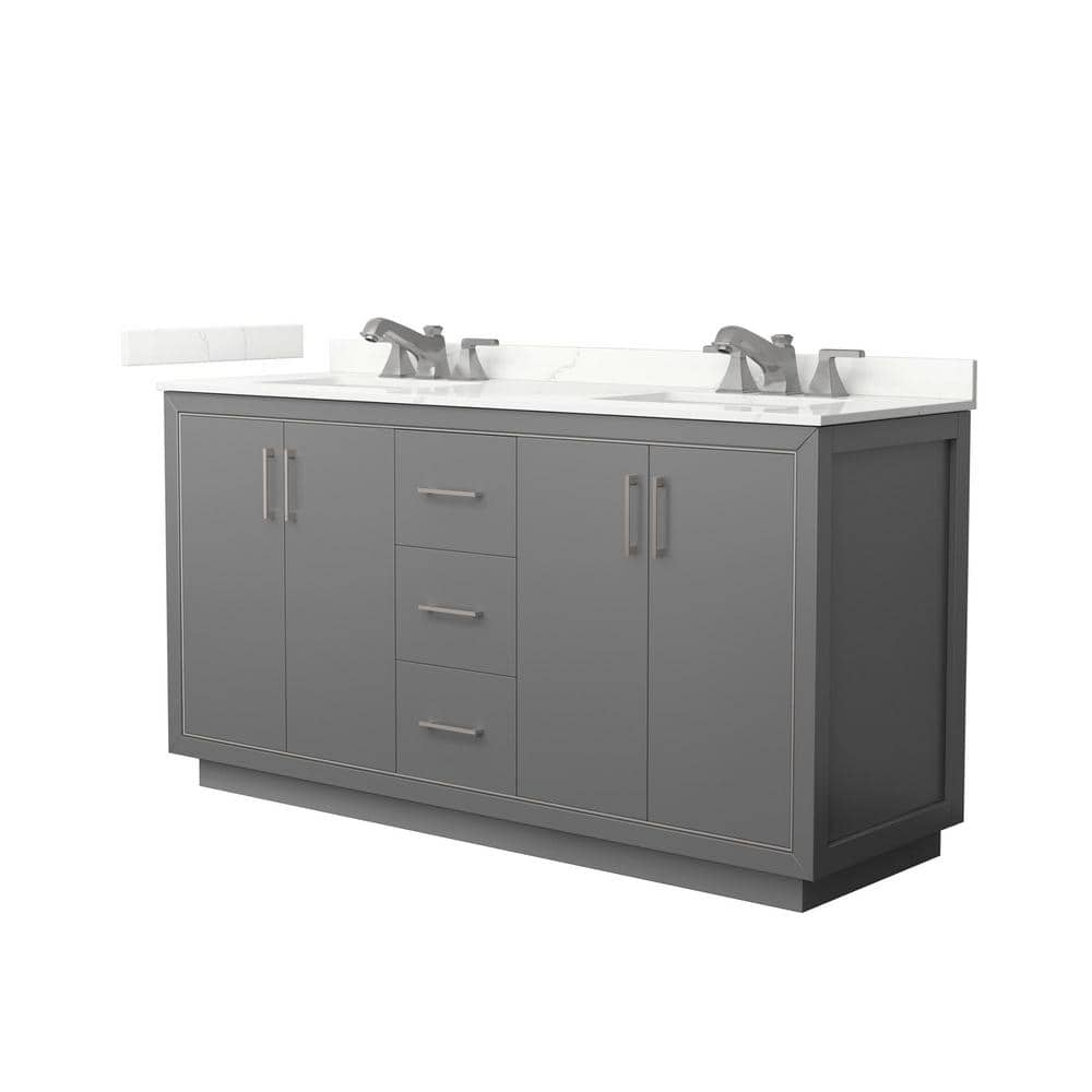 Icon 66 in. W x 22 in. D x 35 in. H Double Bath Vanity in Dark Gray with Giotto Quartz Top price history on PriceWatchPro