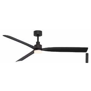 Marlston 60 in. Indoor/Outdoor Matte Black with Black Blades Ceiling Fan with Adjustable White LED with Remote Included