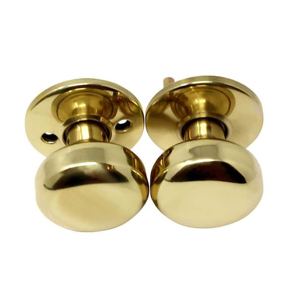 Replacement Mortise Gate Lock Door Knob Set With Spring-Polished Solid Brass US3-Old Time Design