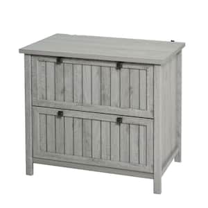 Grey Retro Style 2-Drawer File Cabinet