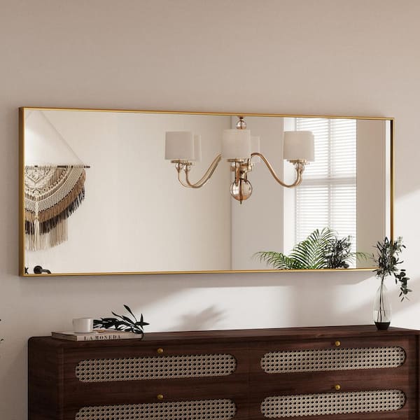 GLSLAND 21 in. W x 64 in. H Rectangular Aluminum Alloy Framed Gold Full Length Mirror Bathroom Vanity Mirror